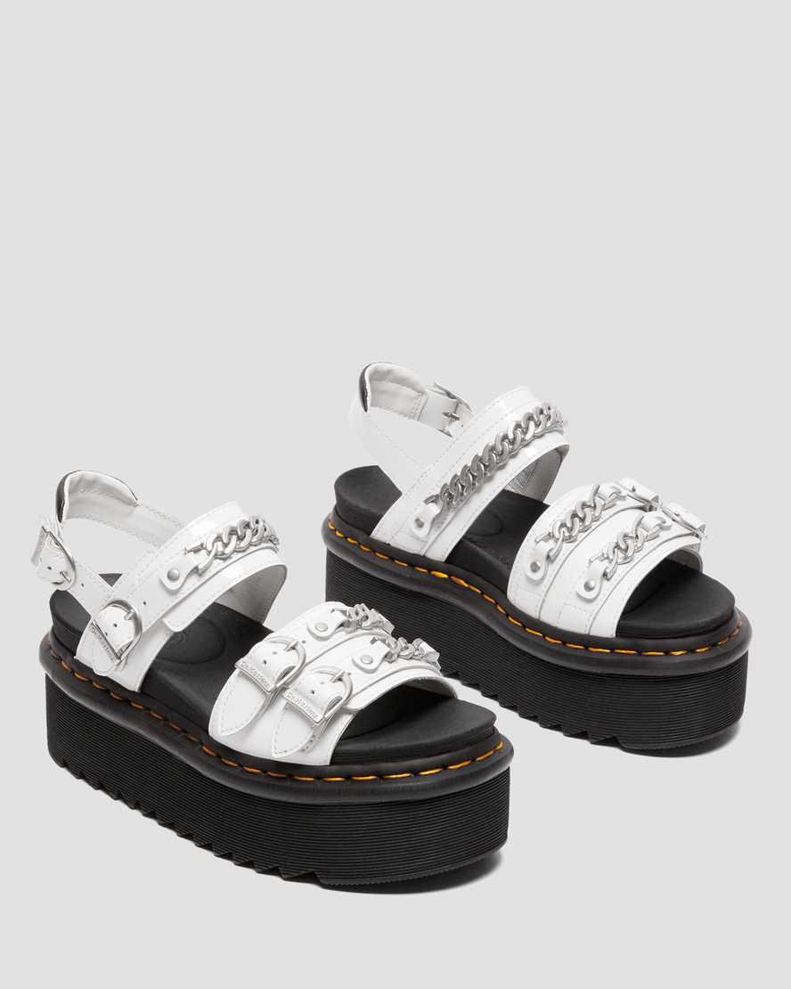 Sandalias De Gladiador Dr Martens Voss II Chain Patent Leather Platform Mujer Blancas  España |  73856-HJAT