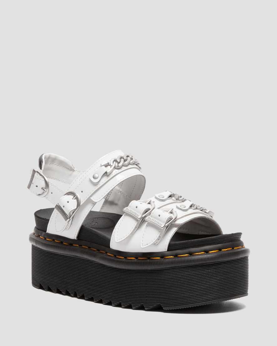 Sandalias De Gladiador Dr Martens Voss II Chain Patent Leather Platform Mujer Blancas  España |  73856-HJAT