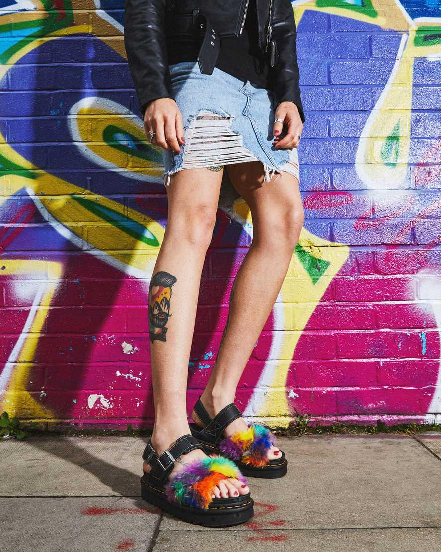 Sandalias De Gladiador Dr Martens Voss II Fluffy Faux Fur Strap Mujer Multicolor  España |  95712-RHXA