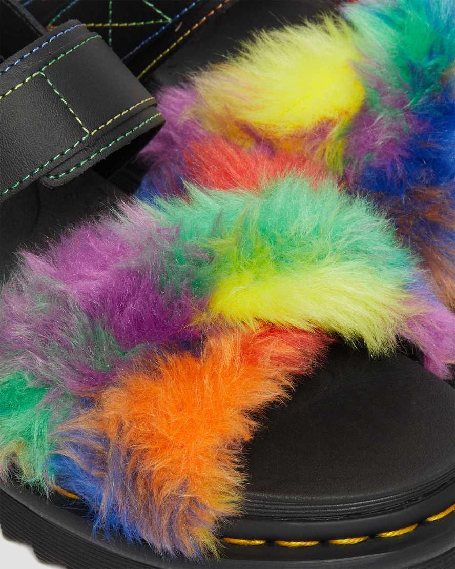 Sandalias De Gladiador Dr Martens Voss II Fluffy Faux Fur Strap Mujer Multicolor  España |  95712-RHXA