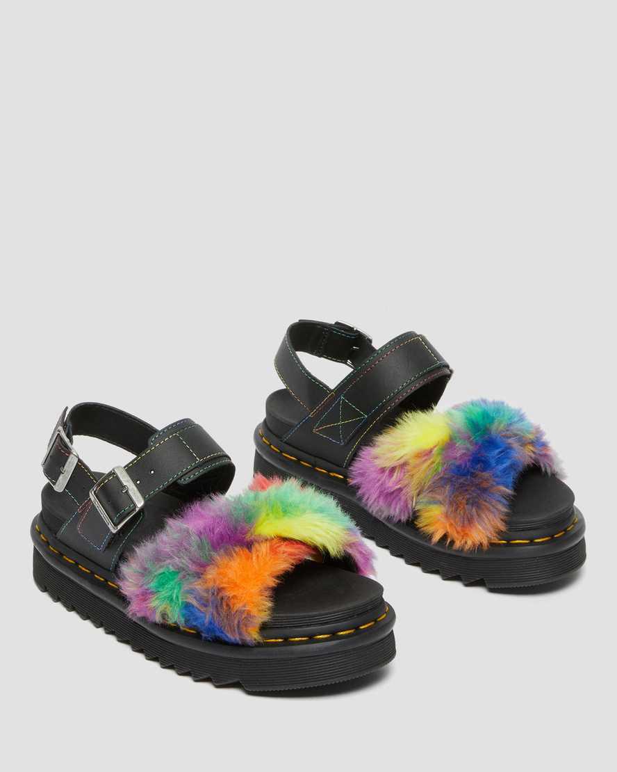 Sandalias De Gladiador Dr Martens Voss II Fluffy Faux Fur Strap Mujer Multicolor  España |  95712-RHXA