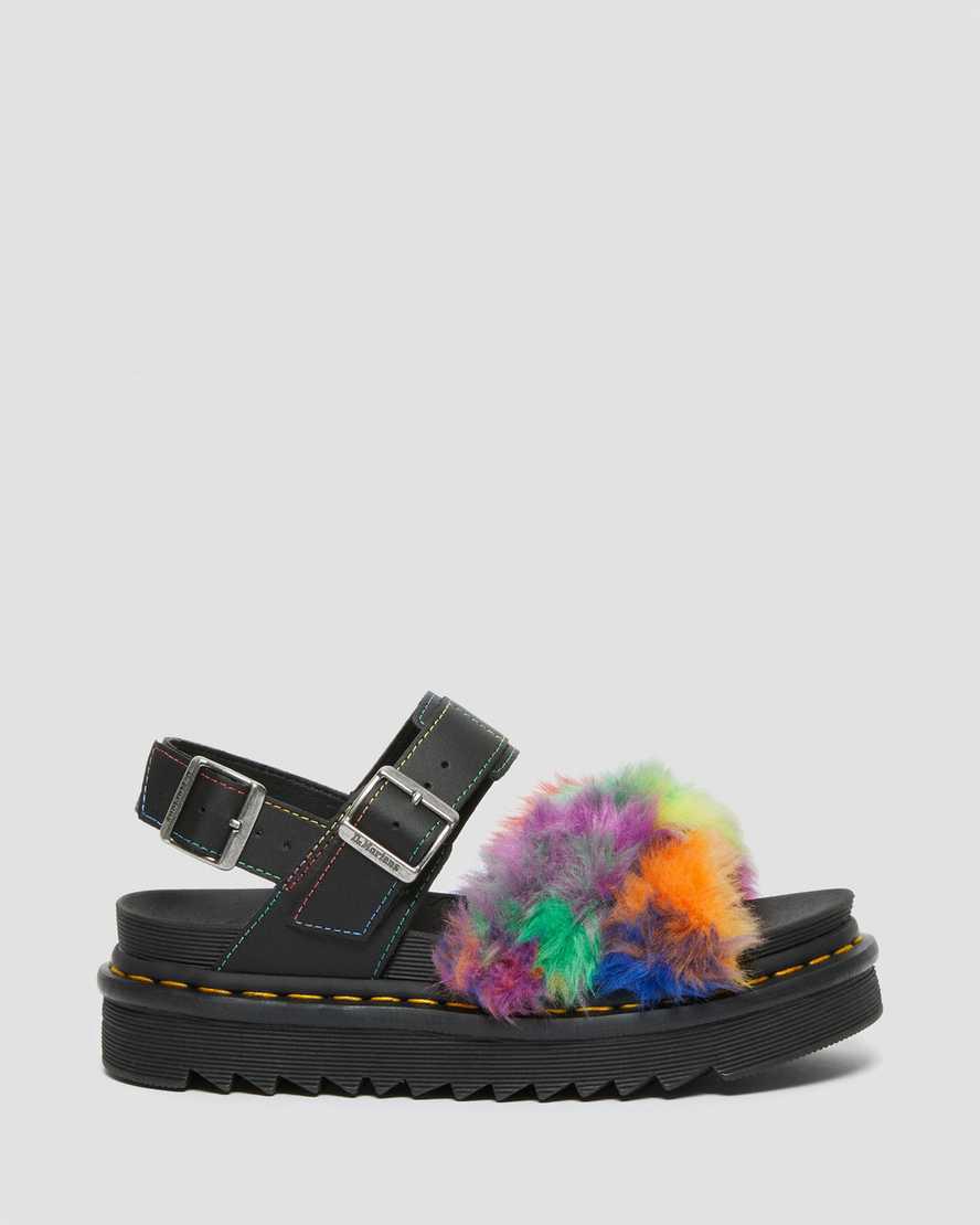 Sandalias De Gladiador Dr Martens Voss II Fluffy Faux Fur Strap Mujer Multicolor  España |  95712-RHXA