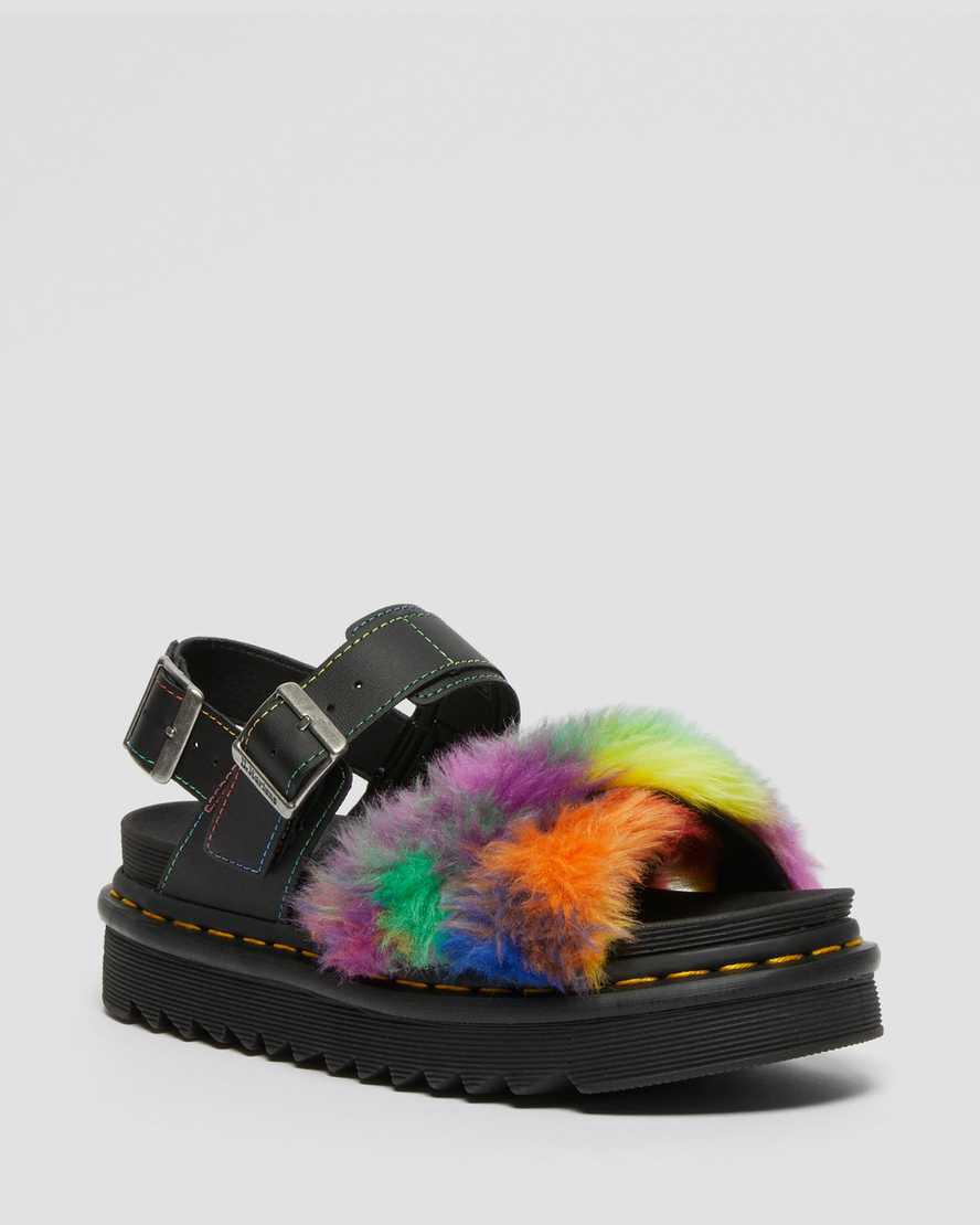 Sandalias De Gladiador Dr Martens Voss II Fluffy Faux Fur Strap Mujer Multicolor  España |  95712-RHXA