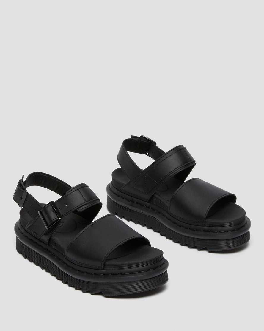Sandalias De Gladiador Dr Martens Voss Leather Strap Mujer Negras  España |  26845-SVHO