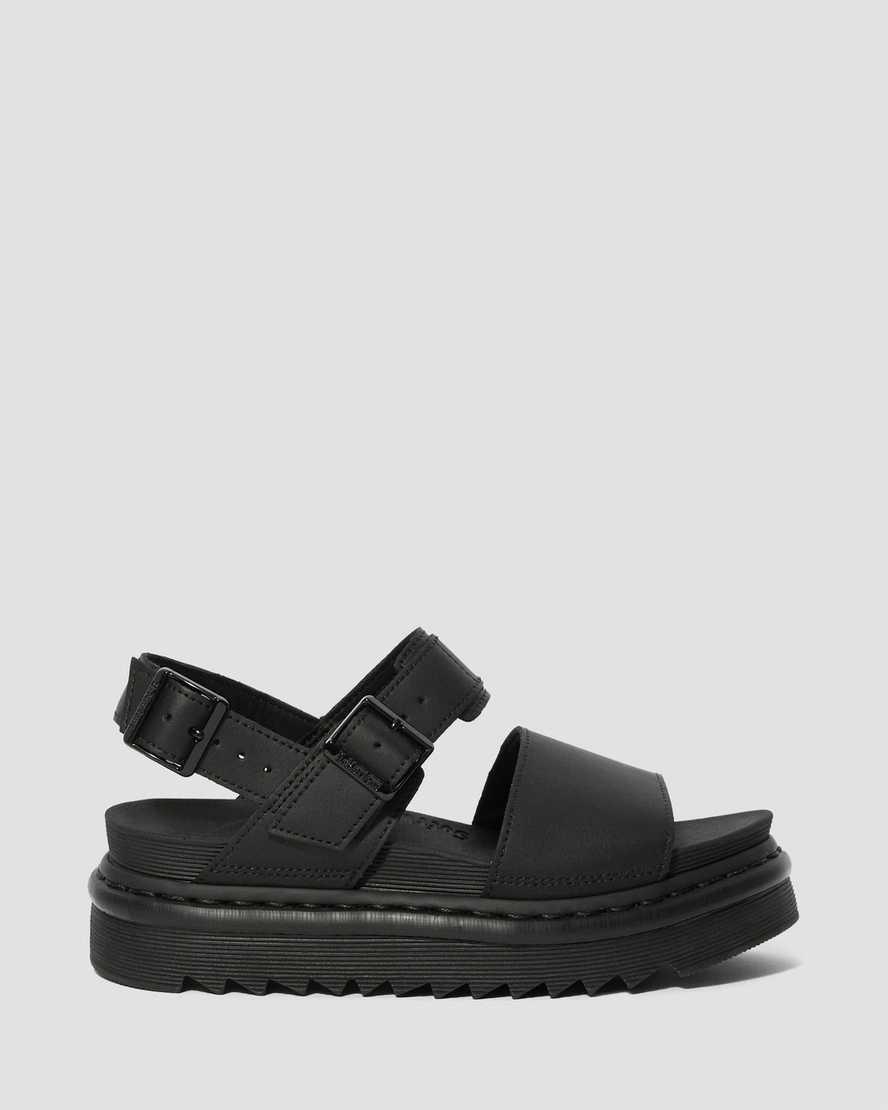 Sandalias De Gladiador Dr Martens Voss Leather Strap Mujer Negras  España |  26845-SVHO