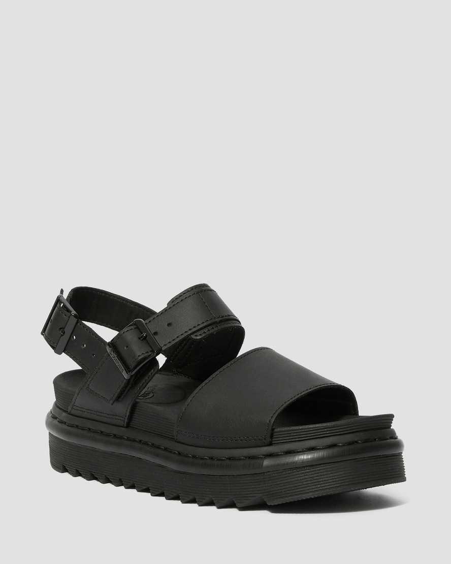 Sandalias De Gladiador Dr Martens Voss Leather Strap Mujer Negras  España |  26845-SVHO