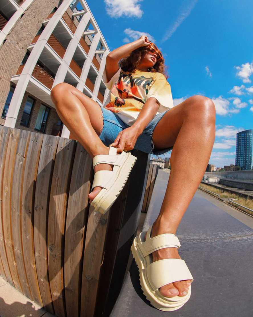 Sandalias De Gladiador Dr Martens Voss Leather Strap Mujer Marrones Creme  España |  45612-KMVB
