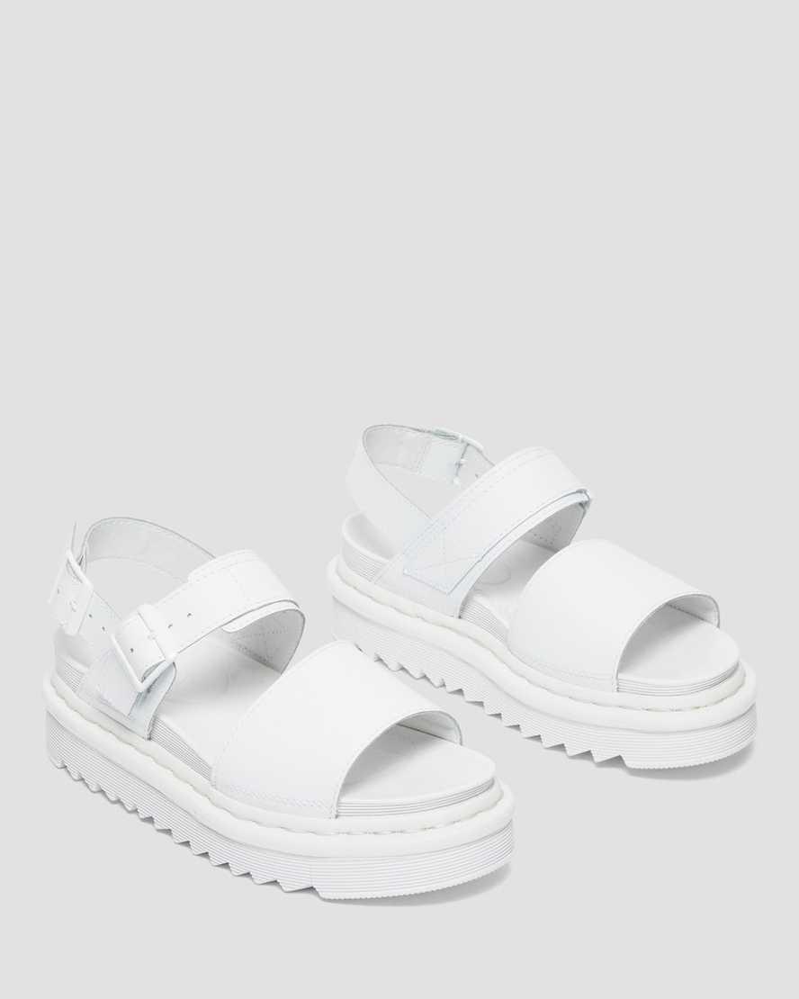 Sandalias De Gladiador Dr Martens Voss Mono Hydro Leather Strap Mujer Blancas  España |  98013-XBSK