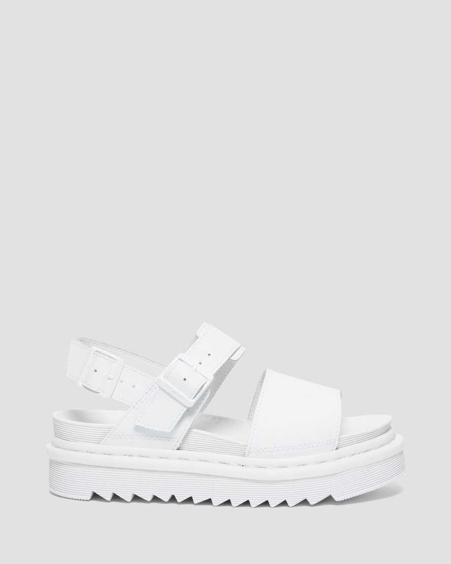 Sandalias De Gladiador Dr Martens Voss Mono Hydro Leather Strap Mujer Blancas  España |  98013-XBSK