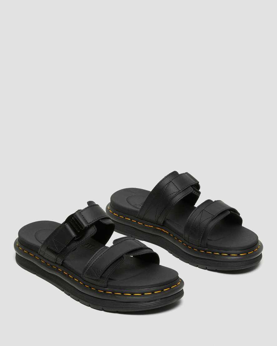 Sandalias Dr Martens Chilton Leather Slide Hombre Negras  España |  31068-AXDO