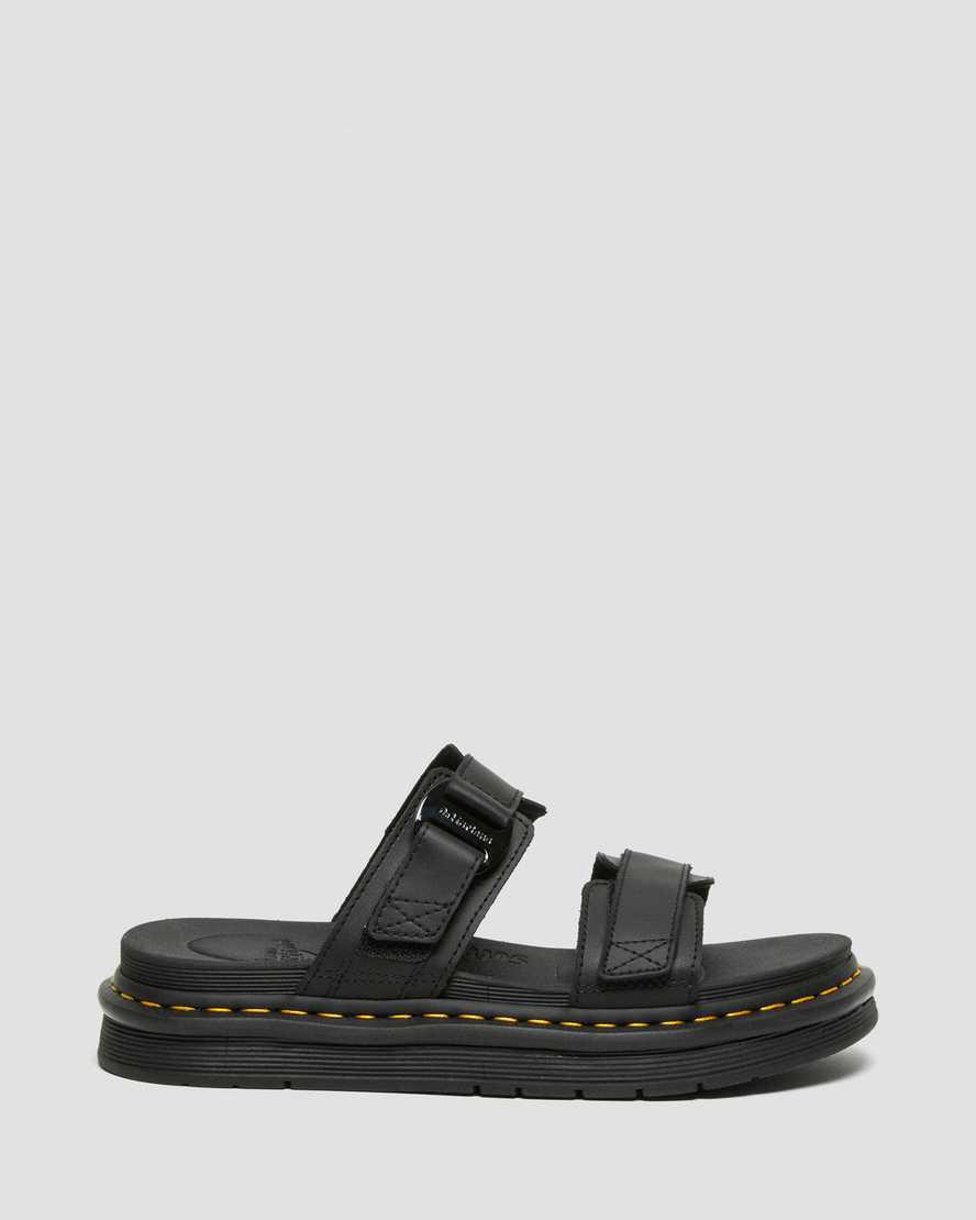 Sandalias Dr Martens Chilton Leather Slide Hombre Negras  España |  31068-AXDO