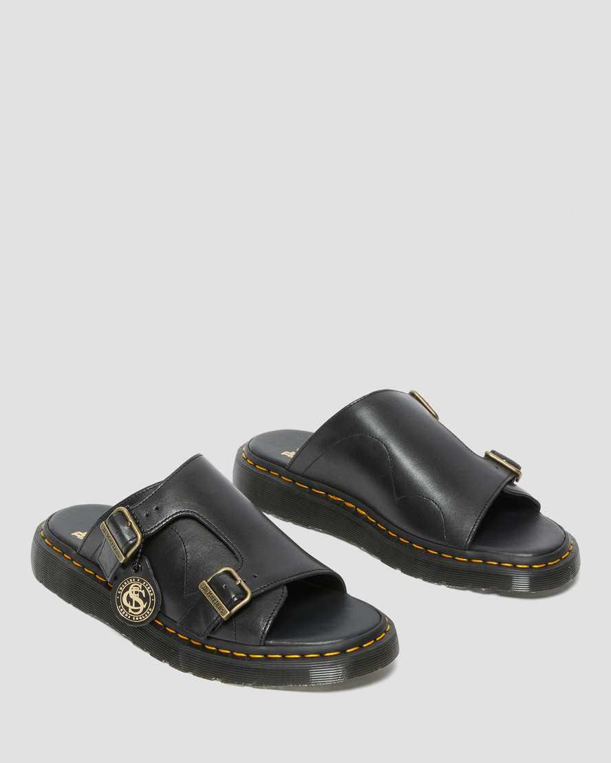 Sandalias Dr Martens Dayne Made in England Leather Slide Hombre Negras  España |  48126-QXDL