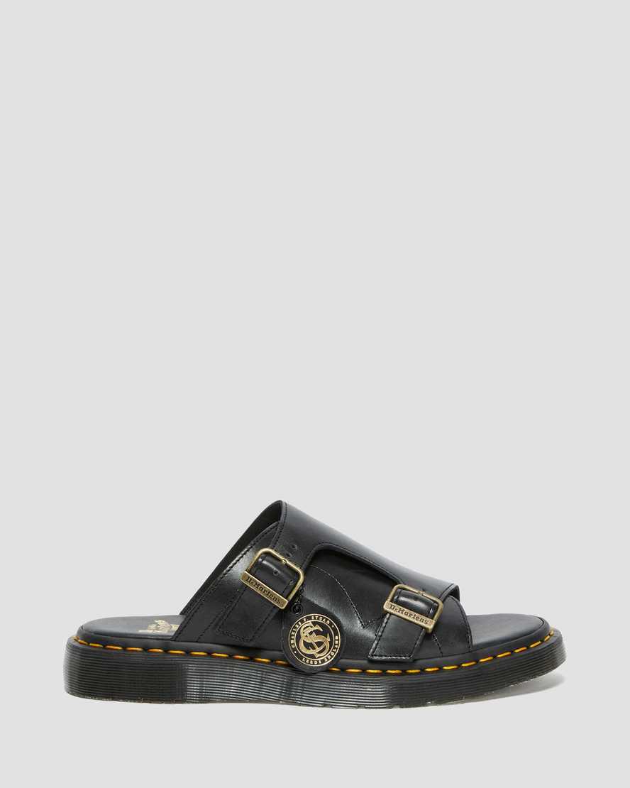Sandalias Dr Martens Dayne Made in England Leather Slide Hombre Negras  España |  48126-QXDL