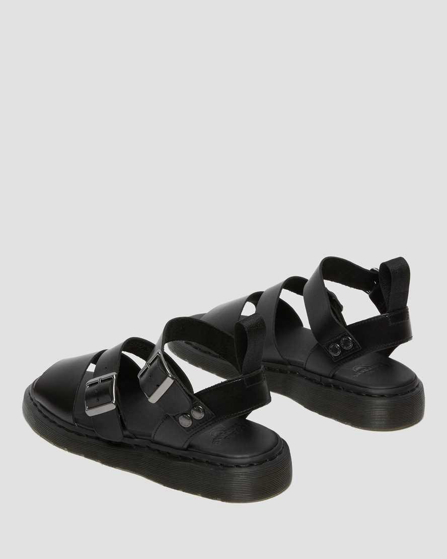 Sandalias Dr Martens Gryphon Brando Leather Gladiator Hombre Negras  España |  51362-PGQL