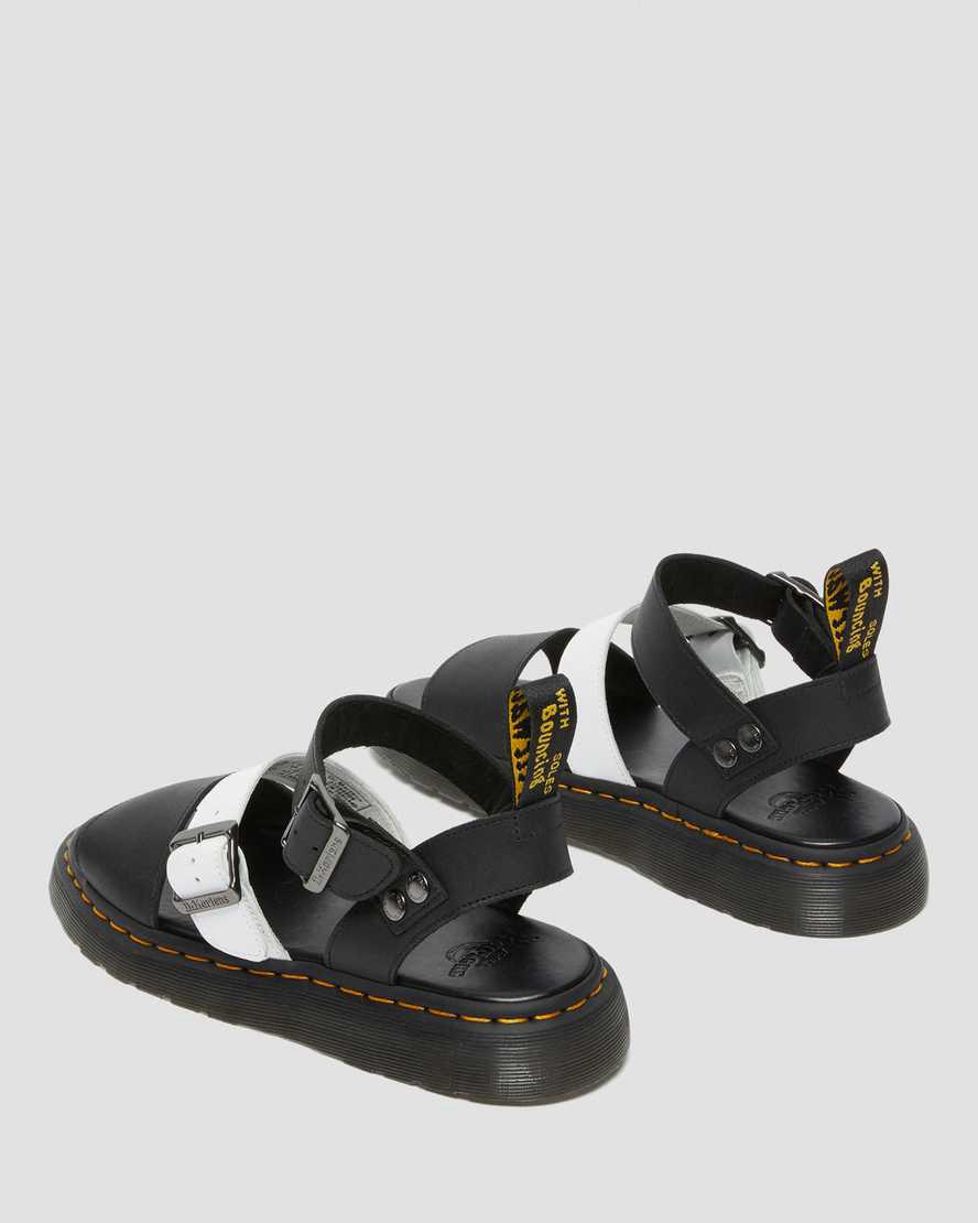 Sandalias Dr Martens Gryphon Contrast Leather Strap Hombre Negras Blancas  España |  47605-GEPW