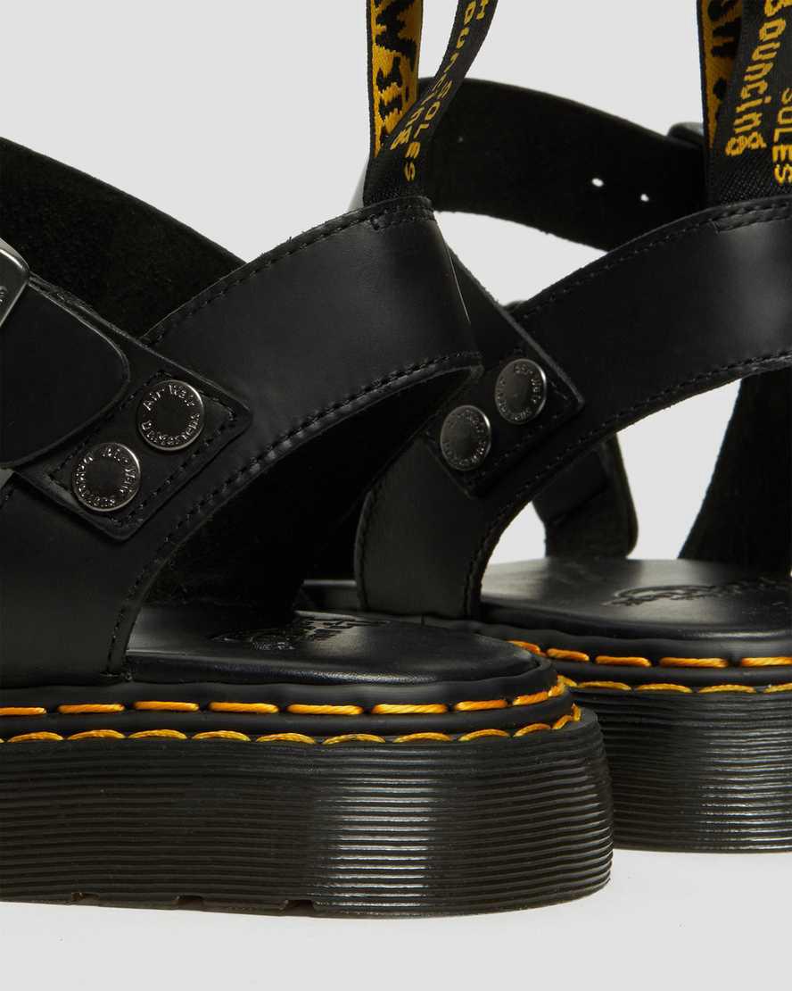 Sandalias Dr Martens Gryphon Double Stitch Brando Leather Hombre Negras  España |  56842-QMDF