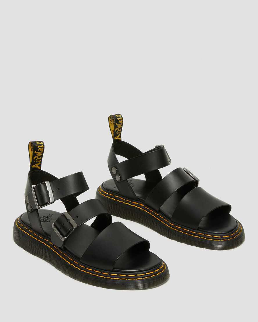 Sandalias Dr Martens Gryphon Double Stitch Brando Leather Hombre Negras  España |  56842-QMDF