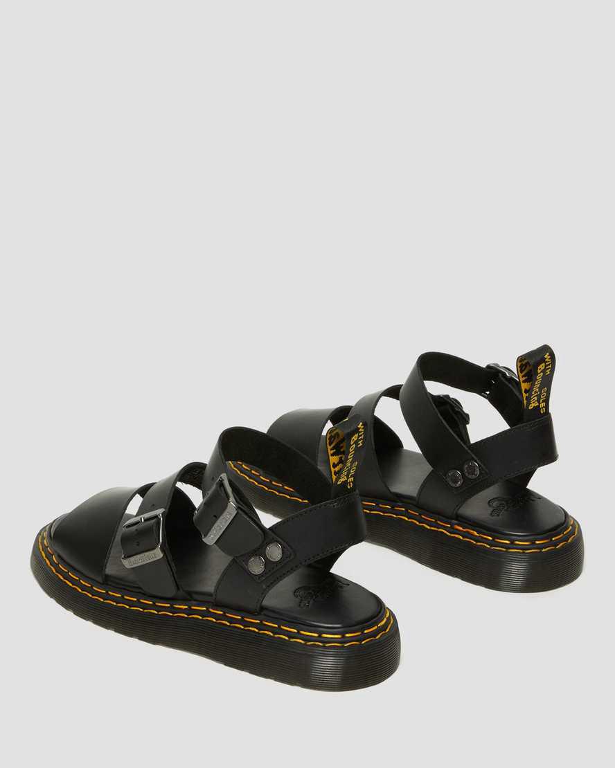 Sandalias Dr Martens Gryphon Double Stitch Brando Leather Hombre Negras  España |  56842-QMDF