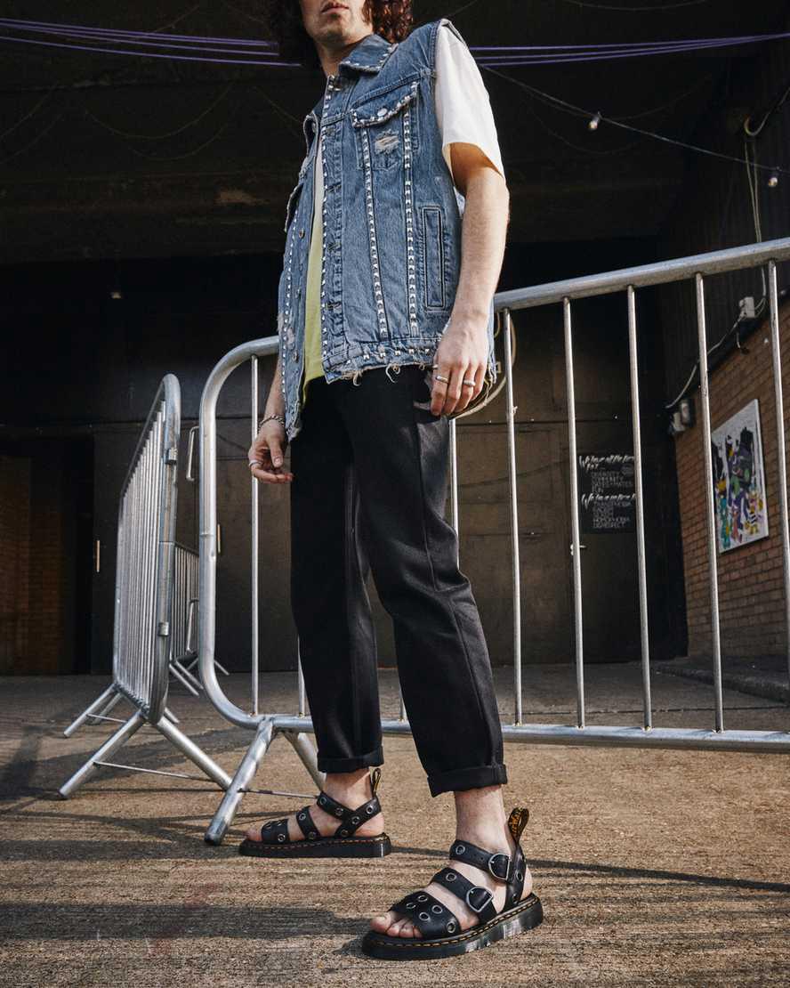 Sandalias Dr Martens Gryphon Hardware Brando Leather Hombre Negras  España |  91680-AVQT