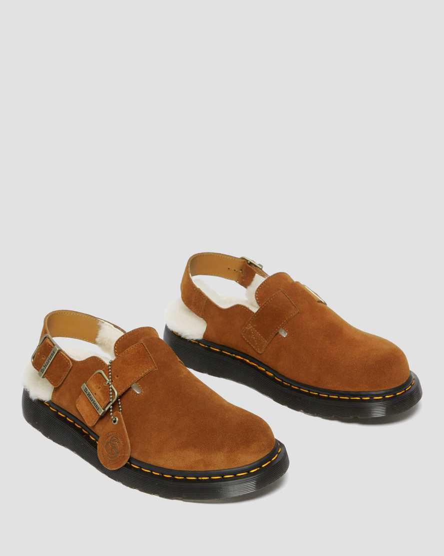 Sandalias Dr Martens Jorge Made in England Shearling Slingback Mule Hombre Marrones  España |  84709-WLHK