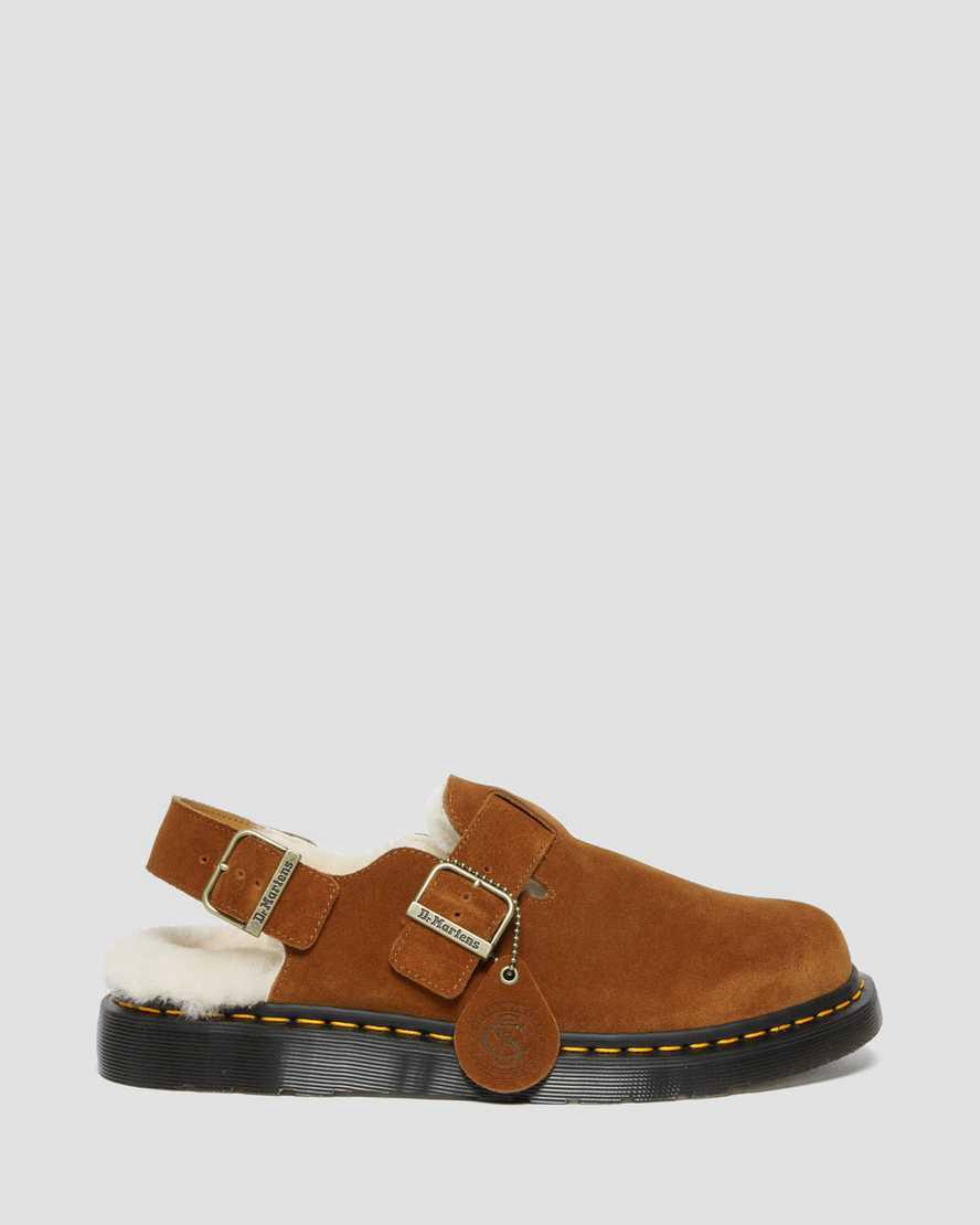Sandalias Dr Martens Jorge Made in England Shearling Slingback Mule Hombre Marrones  España |  84709-WLHK
