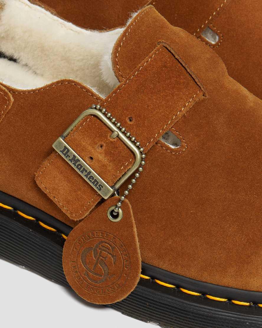 Sandalias Dr Martens Jorge Made in England Shearling Slingback Mule Hombre Marrones  España |  84709-WLHK