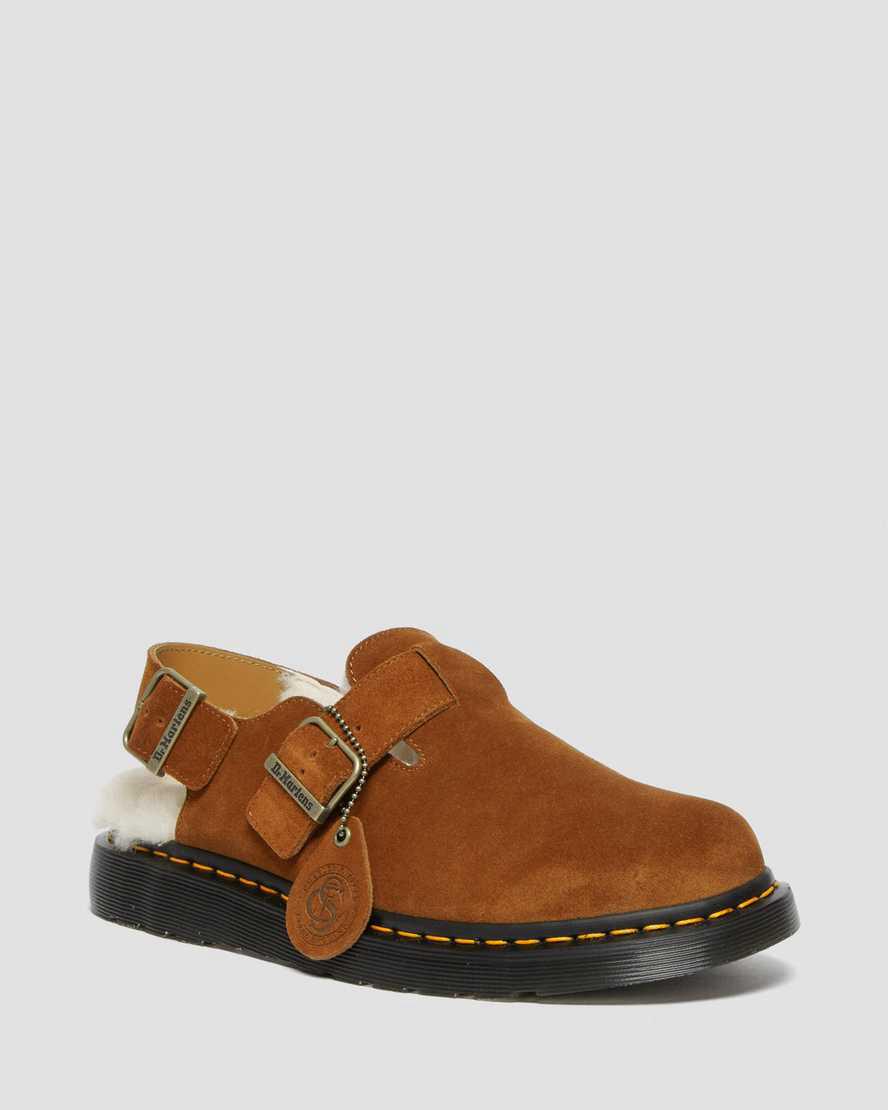 Sandalias Dr Martens Jorge Made in England Shearling Slingback Mule Hombre Marrones  España |  84709-WLHK