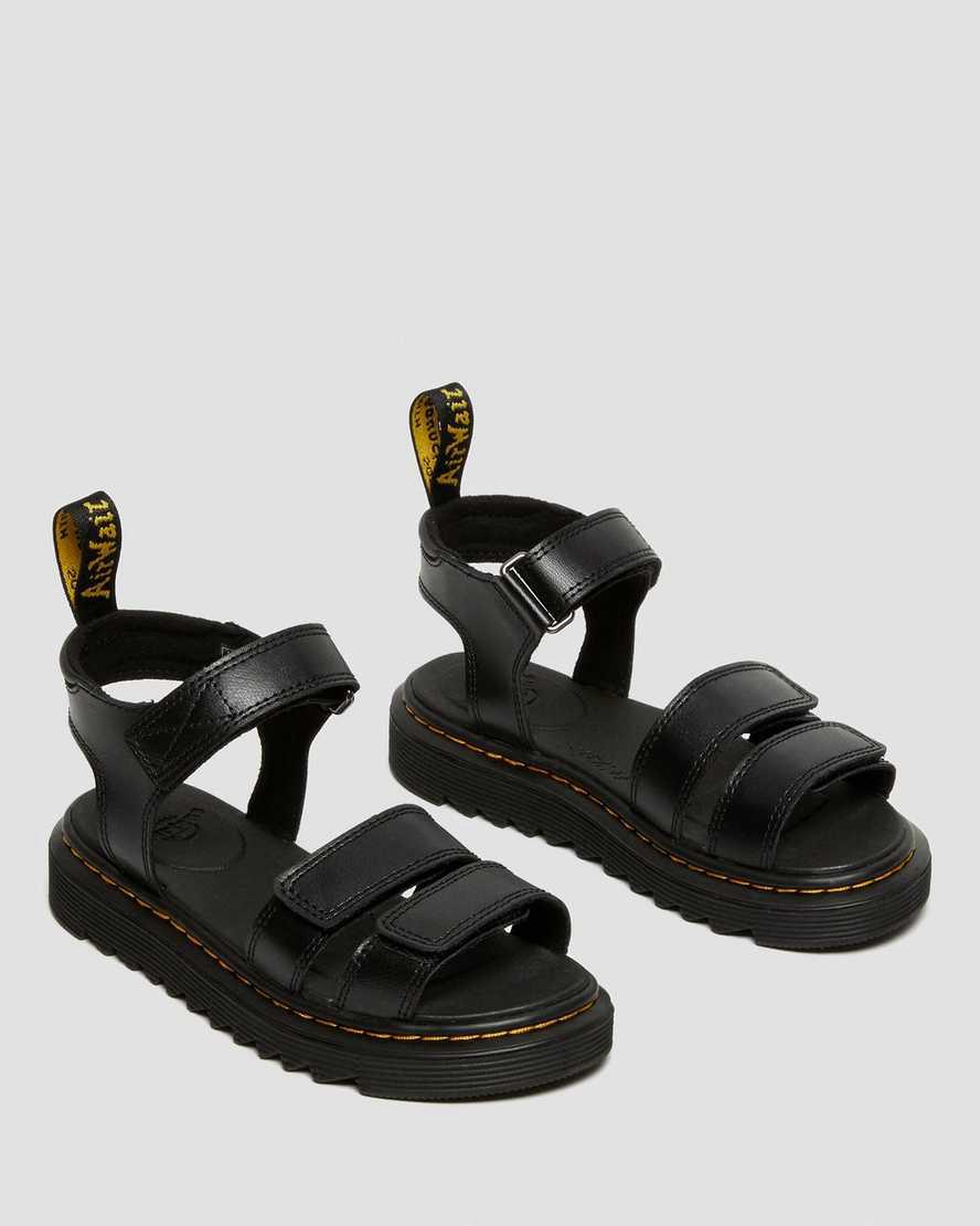 Sandalias Dr Martens Junior Klaire Leather Strap Niños Negras  España |  12589-ULCQ