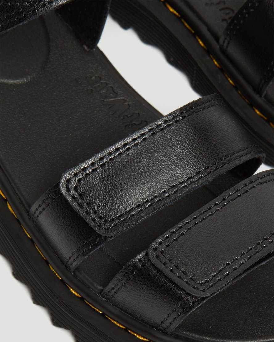 Sandalias Dr Martens Junior Klaire Leather Strap Niños Negras  España |  12589-ULCQ
