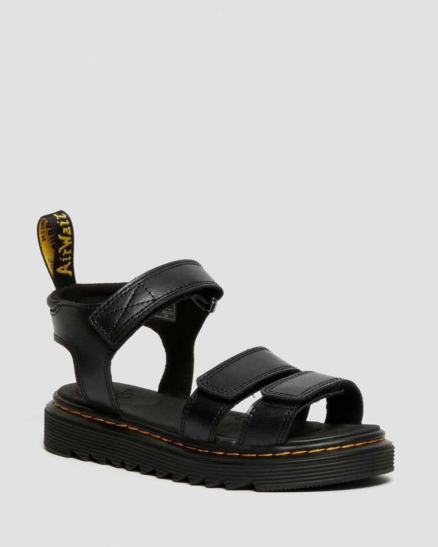 Sandalias Dr Martens Junior Klaire Leather Strap Niños Negras  España |  12589-ULCQ