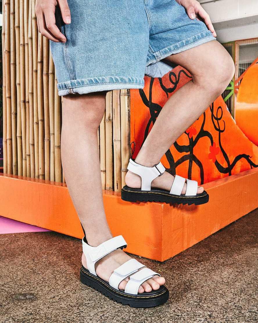 Sandalias Dr Martens Junior Klaire Leather Strap Niños Blancas  España |  82017-UELK