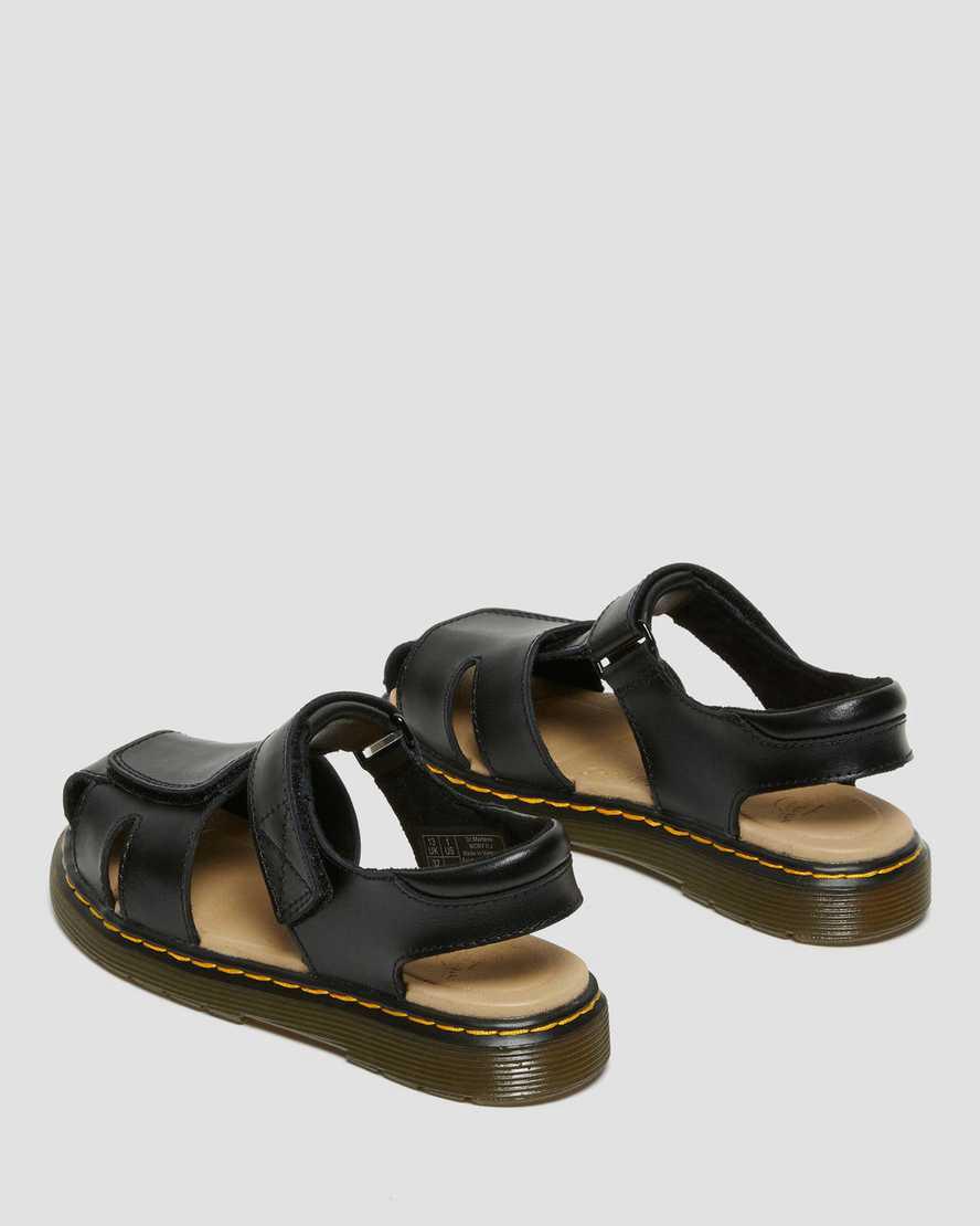 Sandalias Dr Martens Junior Moby II Leather Velcro Niños Negras  España |  37682-JCOV