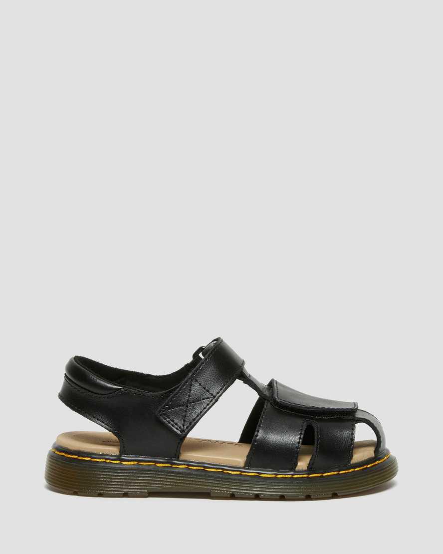 Sandalias Dr Martens Junior Moby II Leather Velcro Niños Negras  España |  37682-JCOV