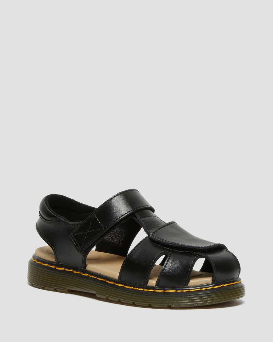 Sandalias Dr Martens Junior Moby II Leather Velcro Niños Negras  España |  37682-JCOV