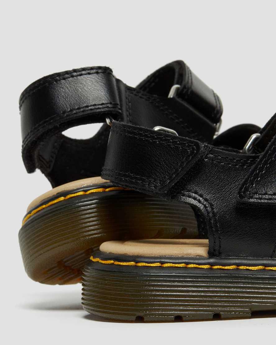 Sandalias Dr Martens Junior Romi Leather Velcro Niños Negras  España |  04793-SYTF