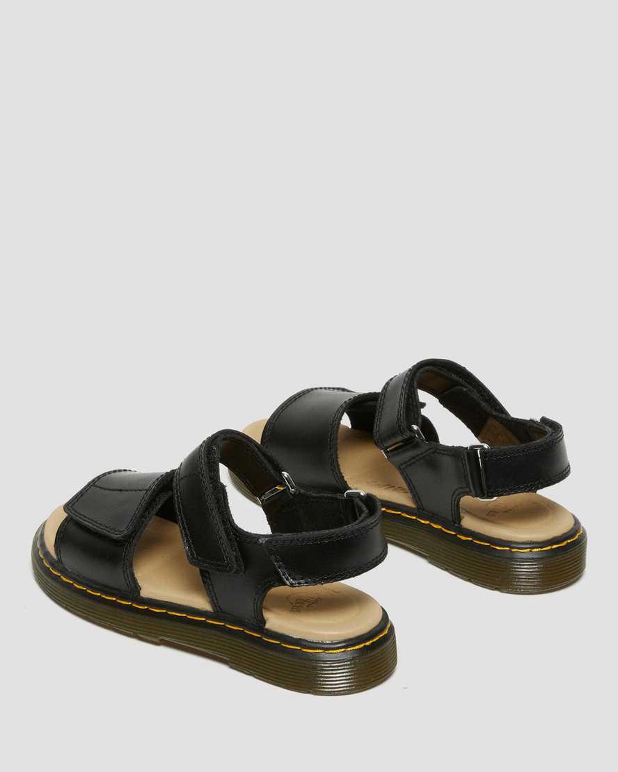 Sandalias Dr Martens Junior Romi Leather Velcro Niños Negras  España |  04793-SYTF