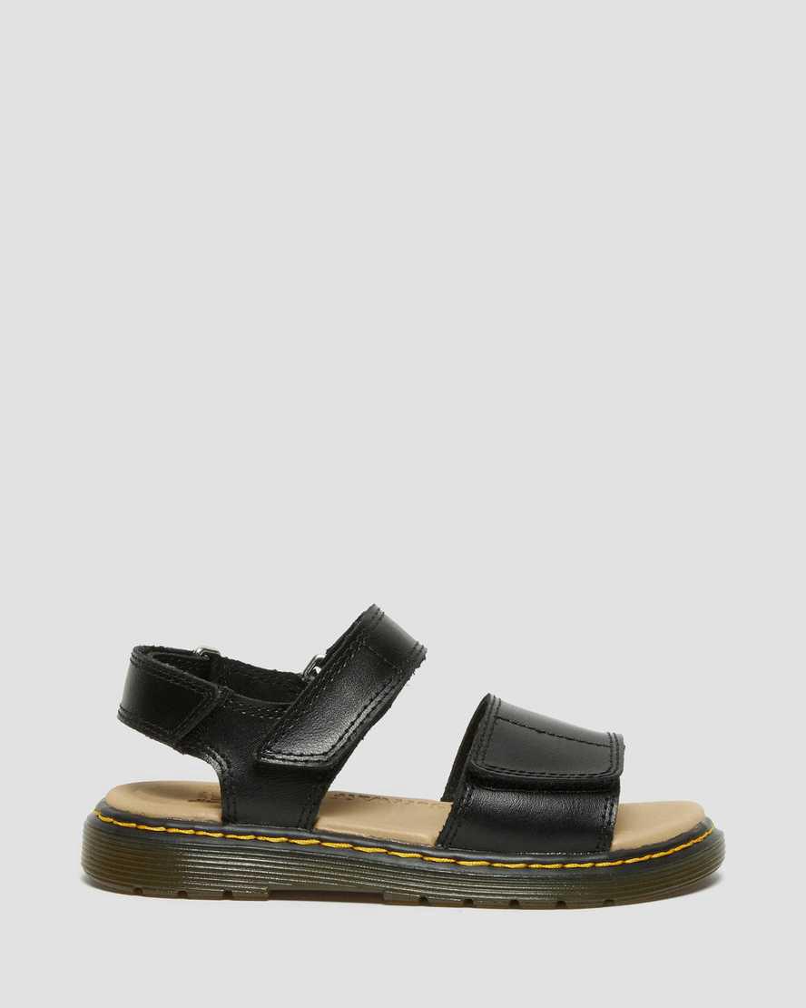 Sandalias Dr Martens Junior Romi Leather Velcro Niños Negras  España |  04793-SYTF