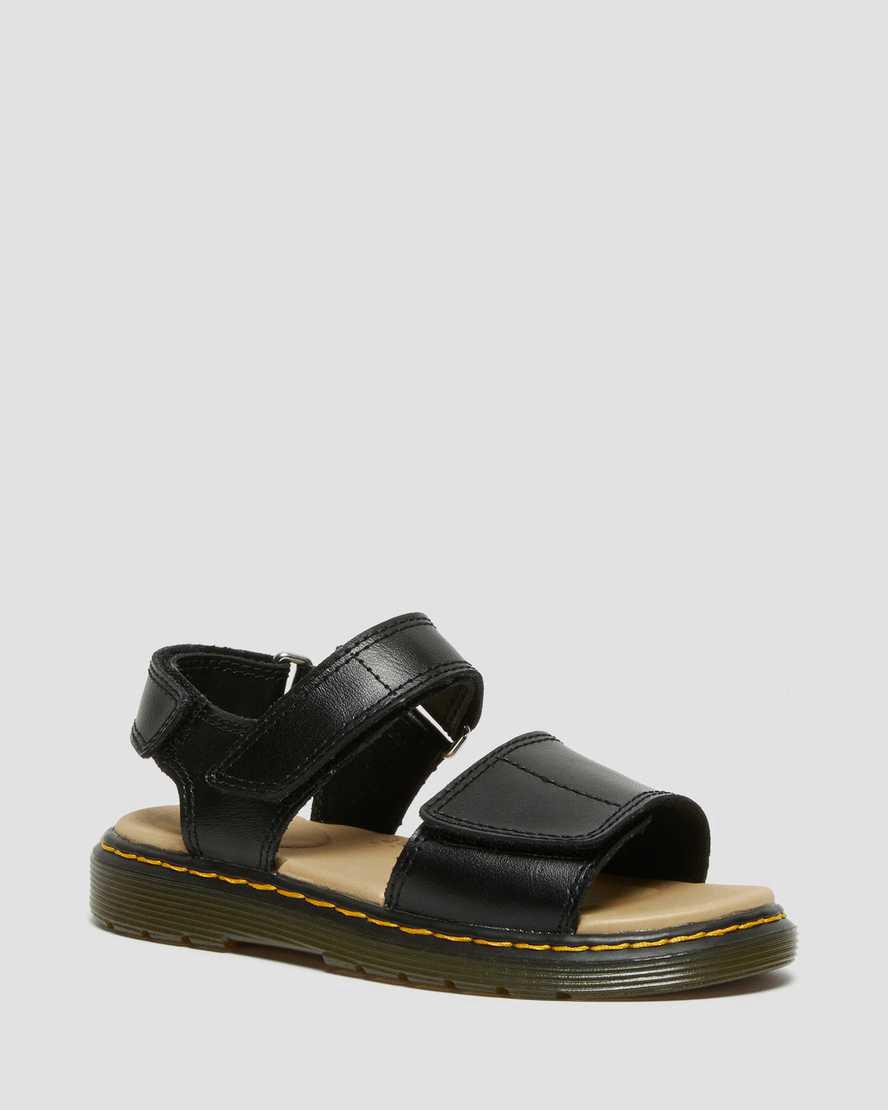 Sandalias Dr Martens Junior Romi Leather Velcro Niños Negras  España |  04793-SYTF