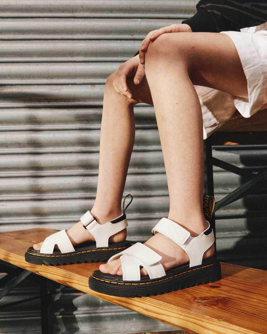 Sandalias Dr Martens Junior Vossie Leather Niños Blancas  España |  06791-KFAL