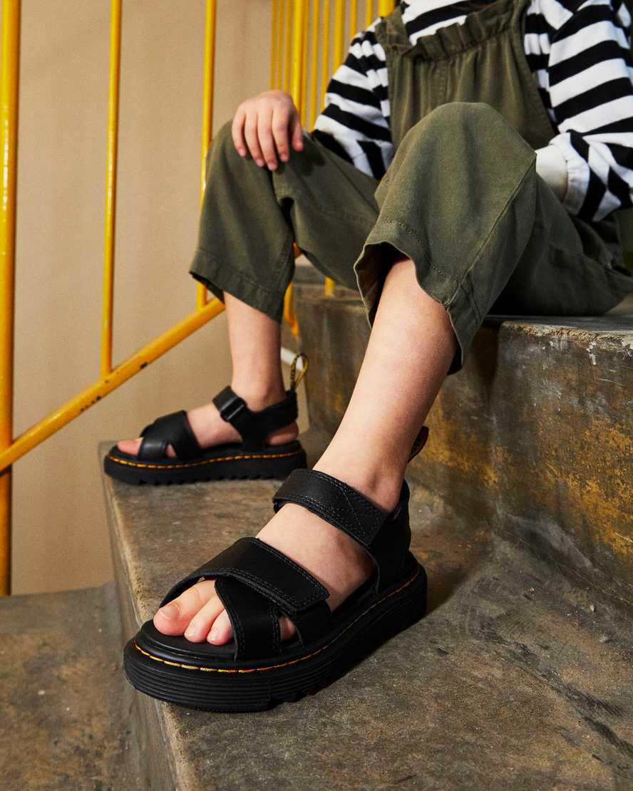 Sandalias Dr Martens Junior Vossie Leather Niños Negras  España |  97431-EAXI