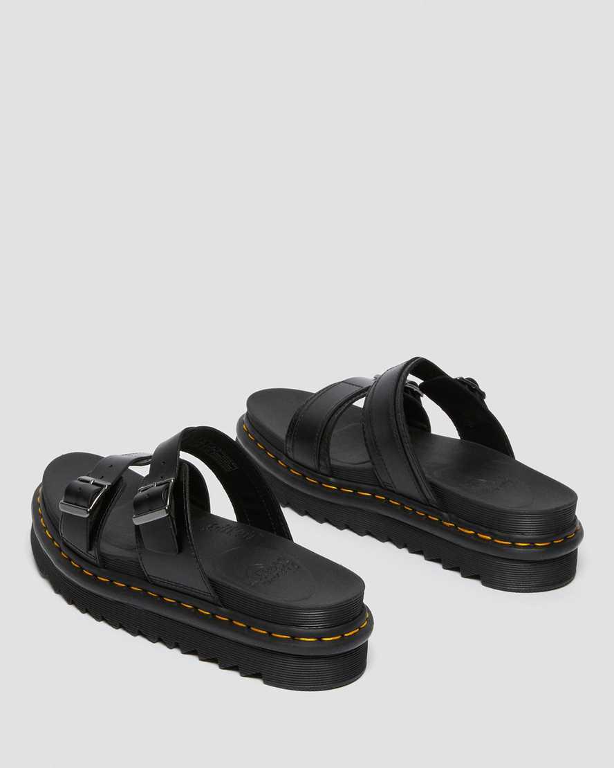 Sandalias Dr Martens Myles Brando Leather Buckle Slide Hombre Negras  España |  56384-QBMR