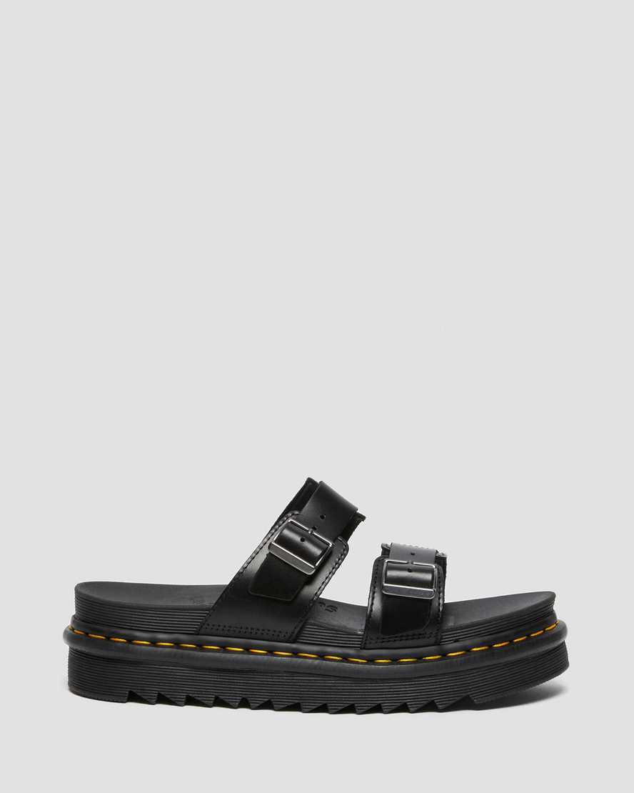 Sandalias Dr Martens Myles Brando Leather Buckle Slide Hombre Negras  España |  56384-QBMR