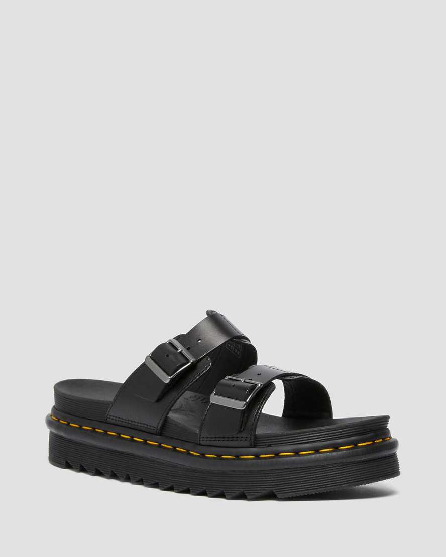 Sandalias Dr Martens Myles Brando Leather Buckle Slide Hombre Negras  España |  56384-QBMR