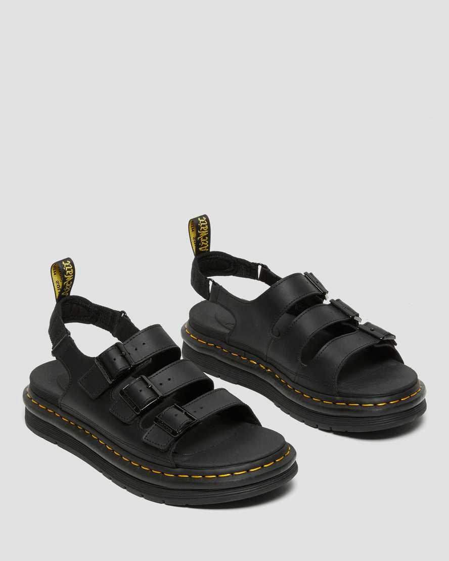 Sandalias Dr Martens Soloman Leather Strap Hombre Negras  España |  59170-EFOK