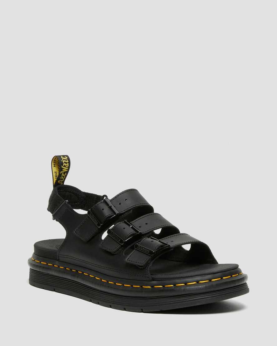 Sandalias Dr Martens Soloman Leather Strap Hombre Negras  España |  59170-EFOK