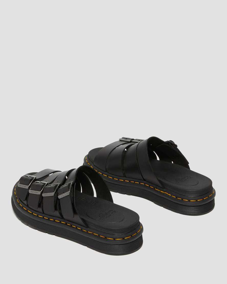 Sandalias Dr Martens Tate Leather Slide Hombre Negras  España |  60291-BLVI