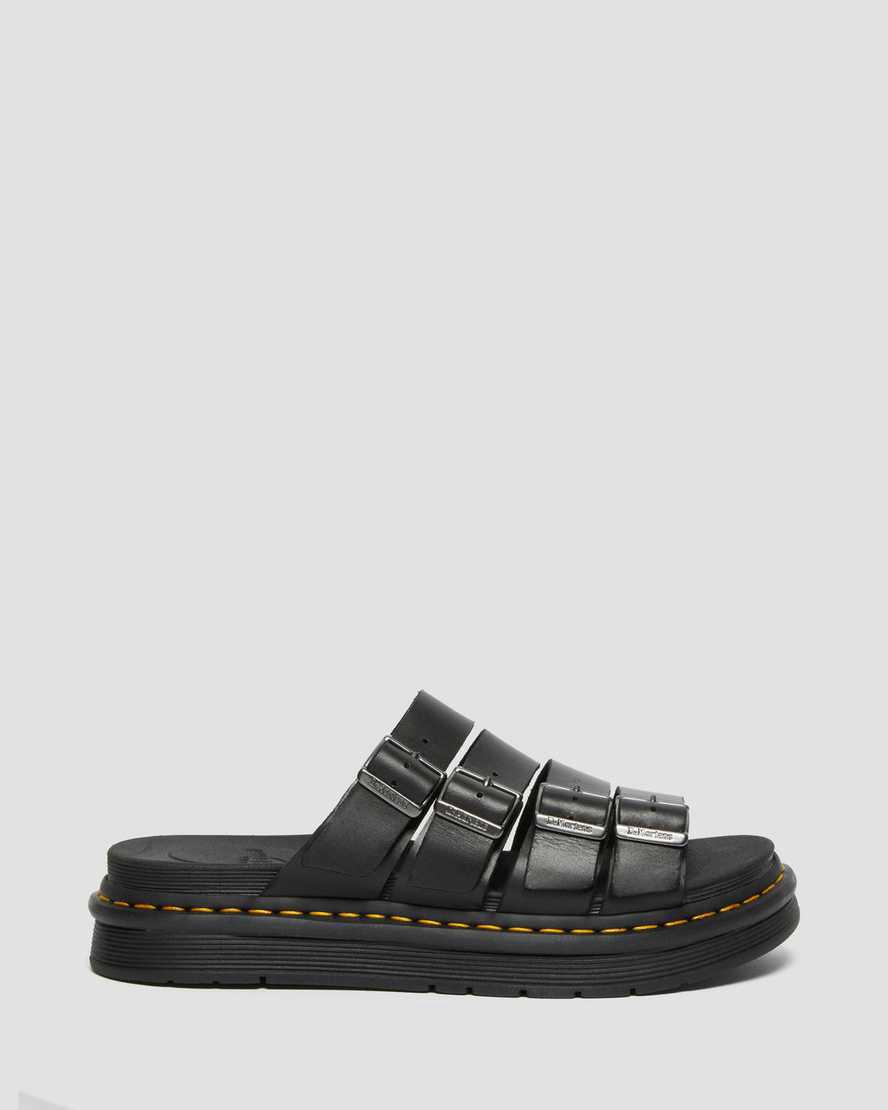 Sandalias Dr Martens Tate Leather Slide Hombre Negras  España |  60291-BLVI