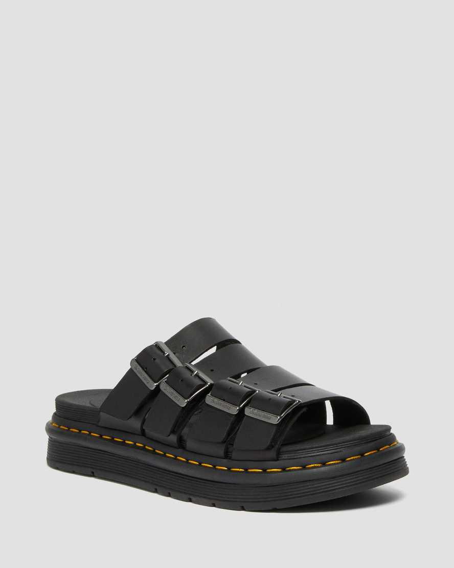 Sandalias Dr Martens Tate Leather Slide Hombre Negras  España |  60291-BLVI