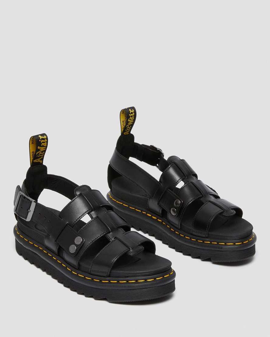 Sandalias Dr Martens Terry Leather Strap Hombre Negras  España |  02614-NOAU