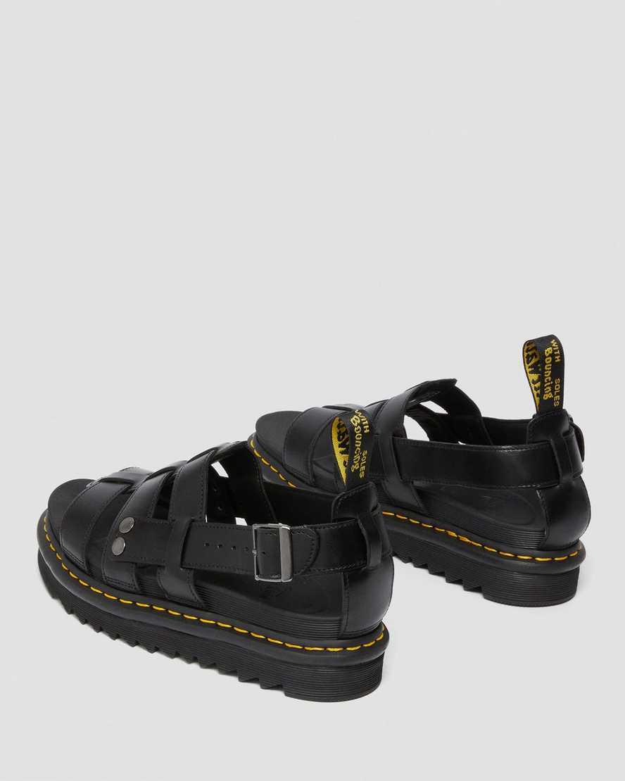 Sandalias Dr Martens Terry Leather Strap Hombre Negras  España |  02614-NOAU